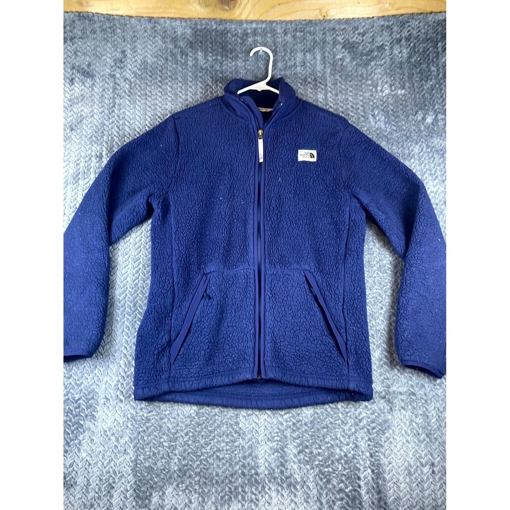 The North Face Full Zip Jacket Boys XL 18-20 Navy Blue Sherpa Fleece Winter